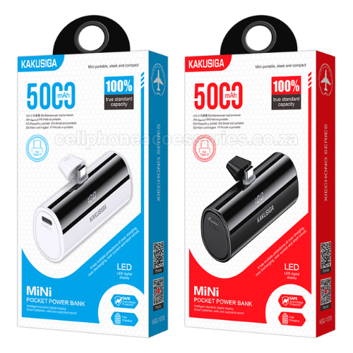 Mini Pocket Power Bank Compatible USB-C – Black & White - KAKUSIGA 5000mAh