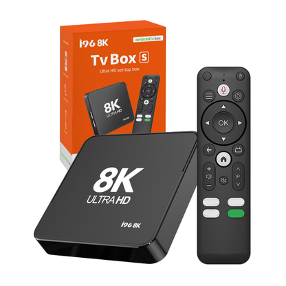 i96 8K Ultra HD Android 14 Smart TV Box 8GB+128GB Compatible Media Player – Black